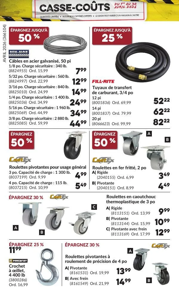Page 28 de la Circulaire Princess Auto Casse-Coûts du 1 au 30 avril 2026
