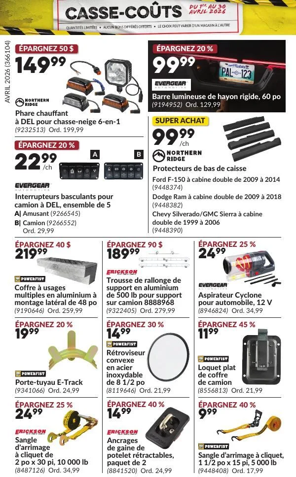 Page 30 de la Circulaire Princess Auto Casse-Coûts du 1 au 30 avril 2026