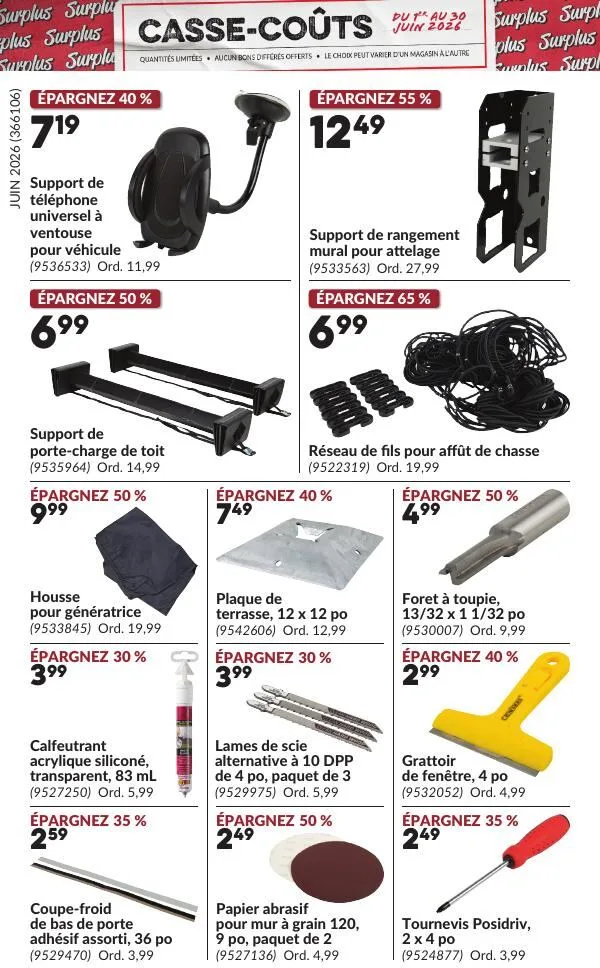 Page 9 de la Circulaire Princess Auto Casse-Coûts du 1 au 30 juin 2026