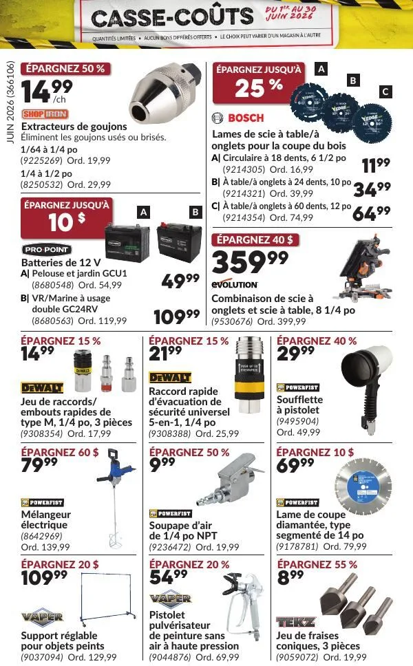Page 22 de la Circulaire Princess Auto Casse-Coûts du 1 au 30 juin 2026
