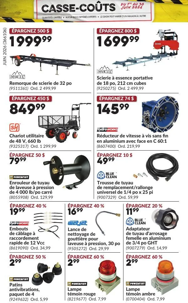 Page 30 de la Circulaire Princess Auto Casse-Coûts du 1 au 30 juin 2026