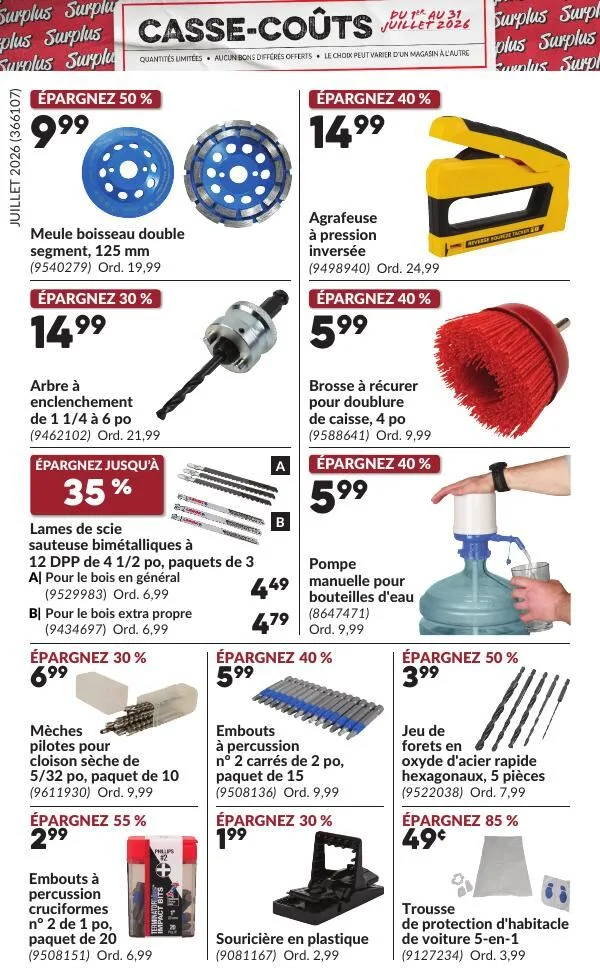 Page 9 de la Circulaire Princess Auto Casse-Coûts du 1 au 31 juillet 2026