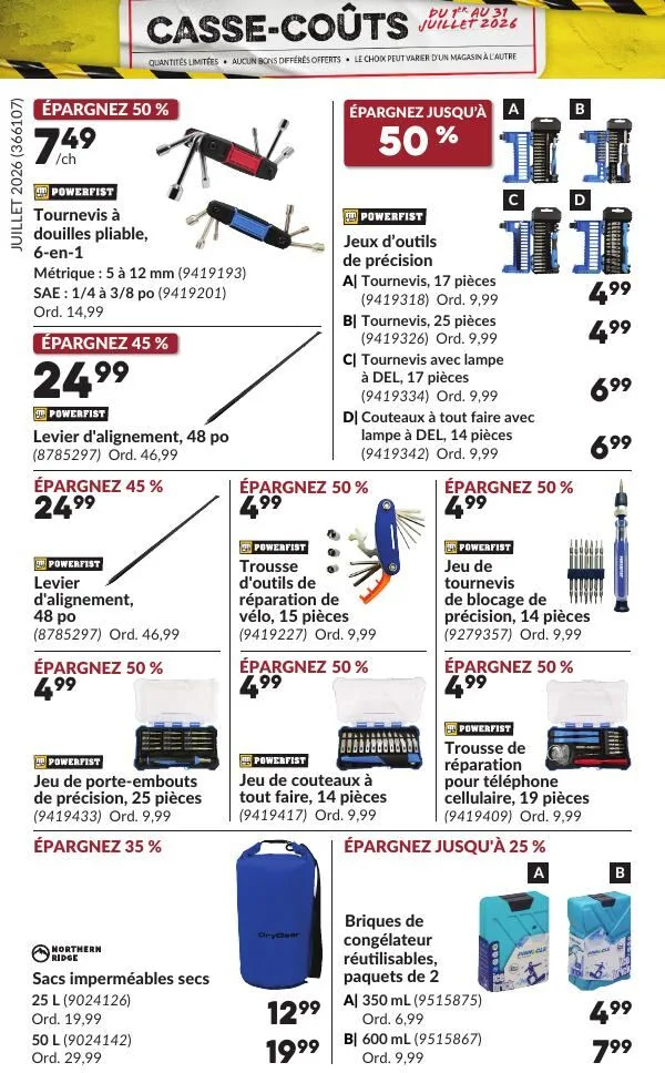 Page 23 de la Circulaire Princess Auto Casse-Coûts du 1 au 31 juillet 2026