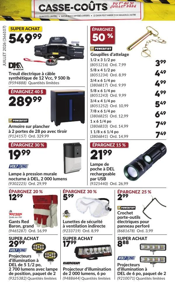 Page 26 de la Circulaire Princess Auto Casse-Coûts du 1 au 31 juillet 2026