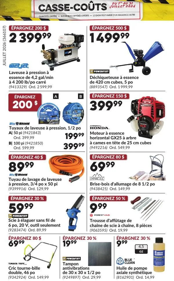 Page 28 de la Circulaire Princess Auto Casse-Coûts du 1 au 31 juillet 2026