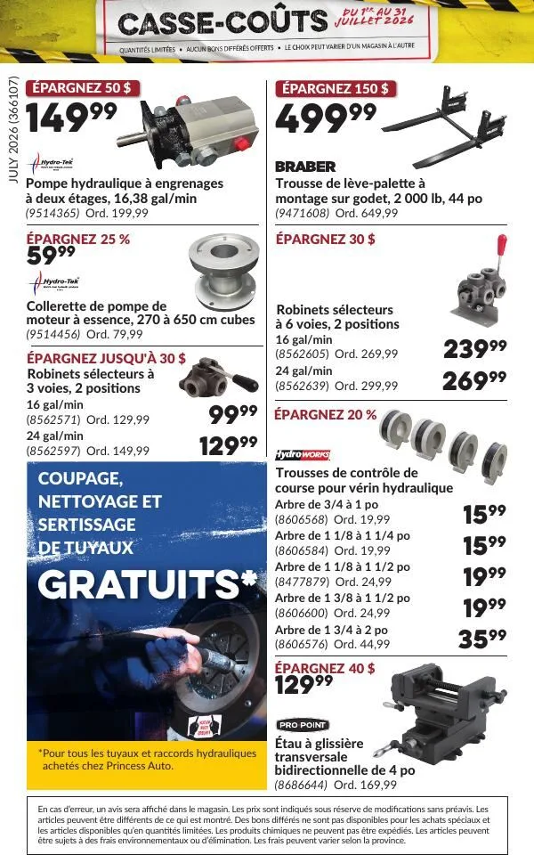 Page 29 de la Circulaire Princess Auto Casse-Coûts du 1 au 31 juillet 2026