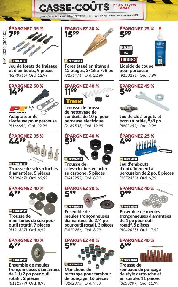 Page 25 de la Circulaire Princess Auto Casse-Coûts du 1 au 31 mai 2026