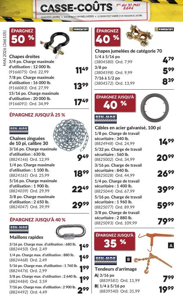 Page 30 de la Circulaire Princess Auto Casse-Coûts du 1 au 31 mai 2026