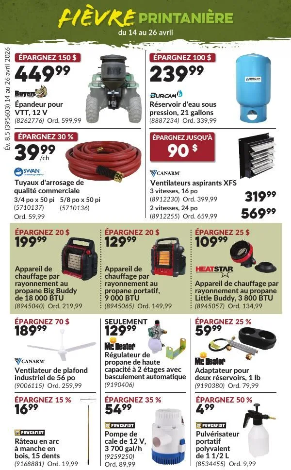 Page 2 de la Circulaire Princess Auto Fièvre Printanière du 14 au 26 avril 2026