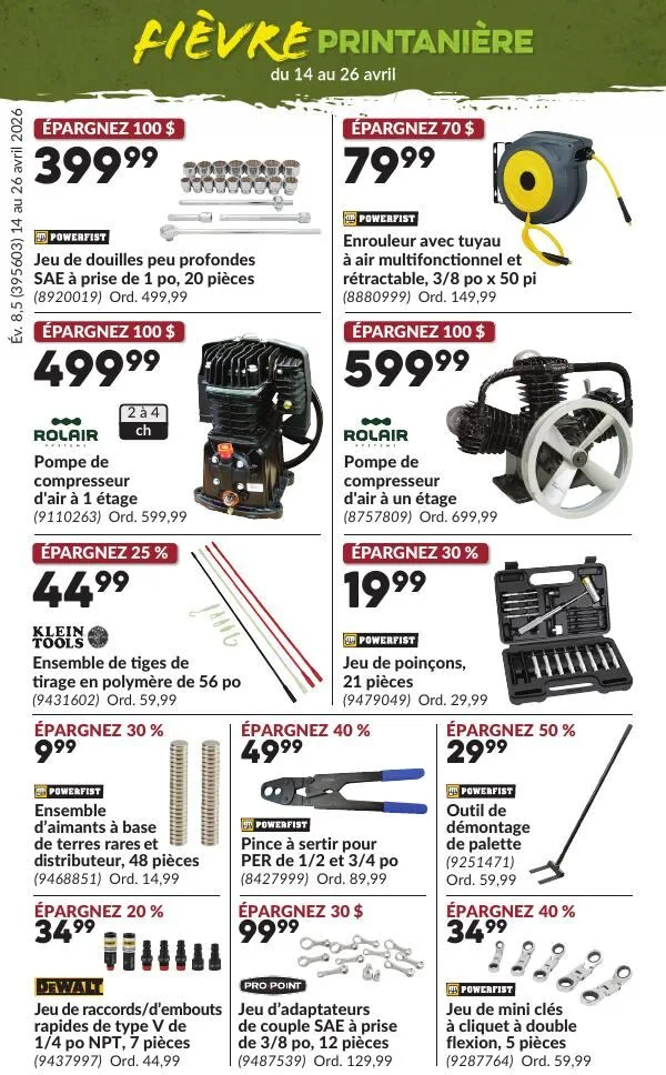 Page 9 de la Circulaire Princess Auto Fièvre Printanière du 14 au 26 avril 2026