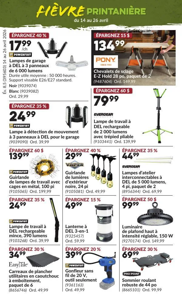 Page 15 de la Circulaire Princess Auto Fièvre Printanière du 14 au 26 avril 2026