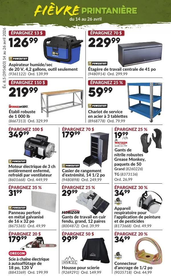 Page 16 de la Circulaire Princess Auto Fièvre Printanière du 14 au 26 avril 2026