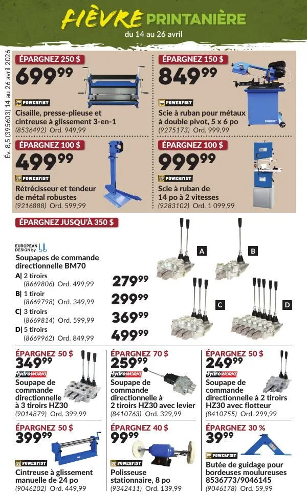 Page 19 de la Circulaire Princess Auto Fièvre Printanière du 14 au 26 avril 2026