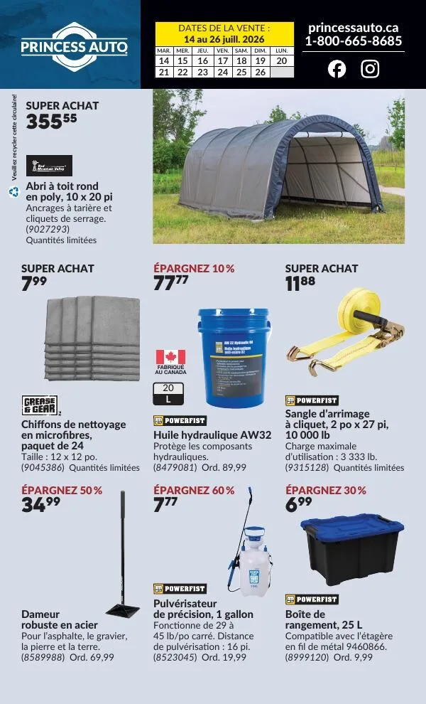 Page 2 de la Circulaire Princess Auto du 14 au 26 juillet 2026