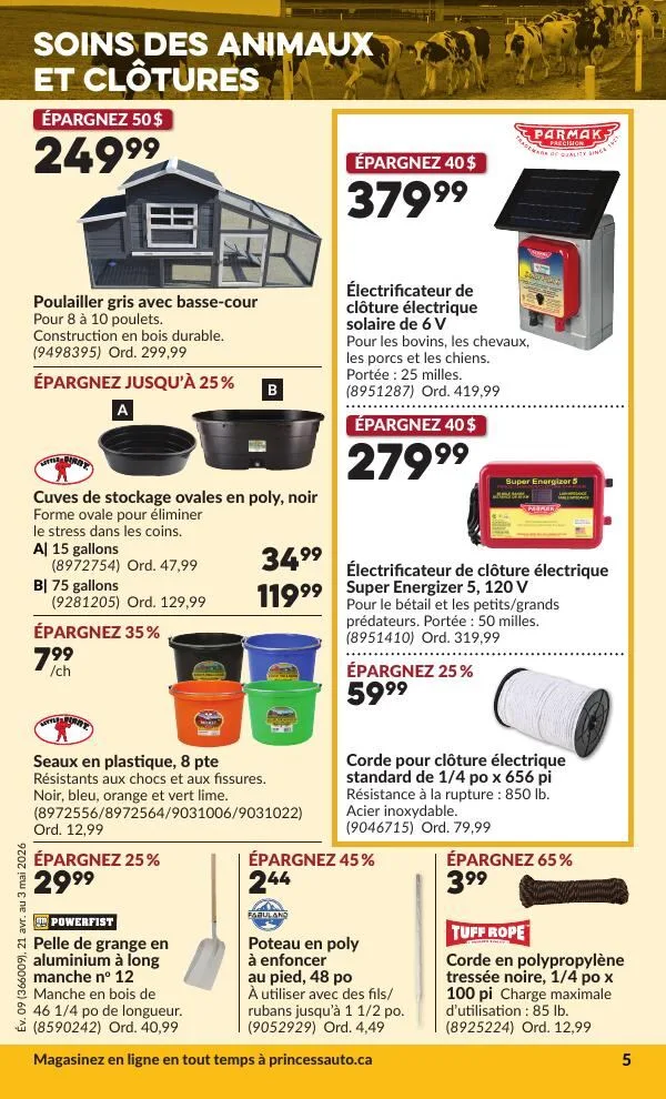 Page 9 de la Circulaire Princess Auto du 21 avril au 3 mai 2026