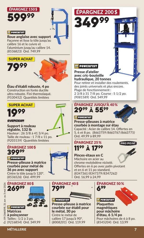 Page 11 de la Circulaire Princess Auto du 21 avril au 3 mai 2026