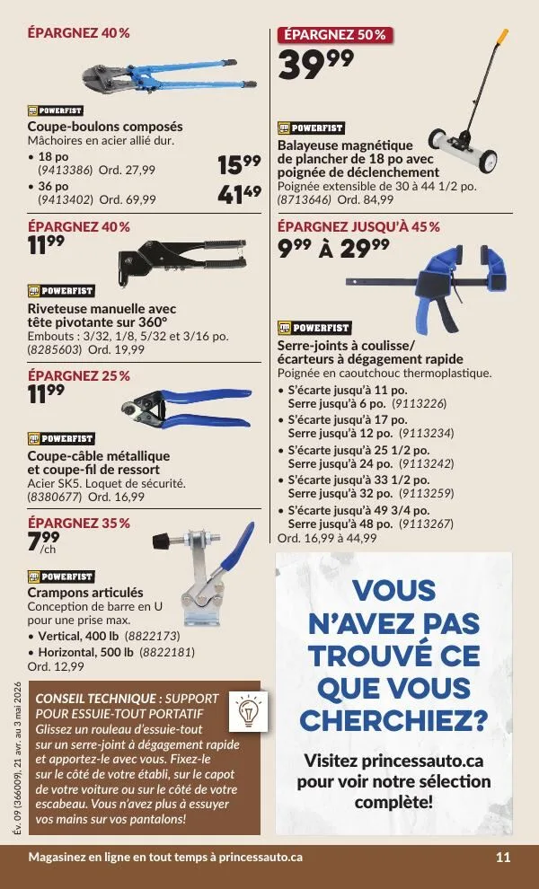 Page 15 de la Circulaire Princess Auto du 21 avril au 3 mai 2026