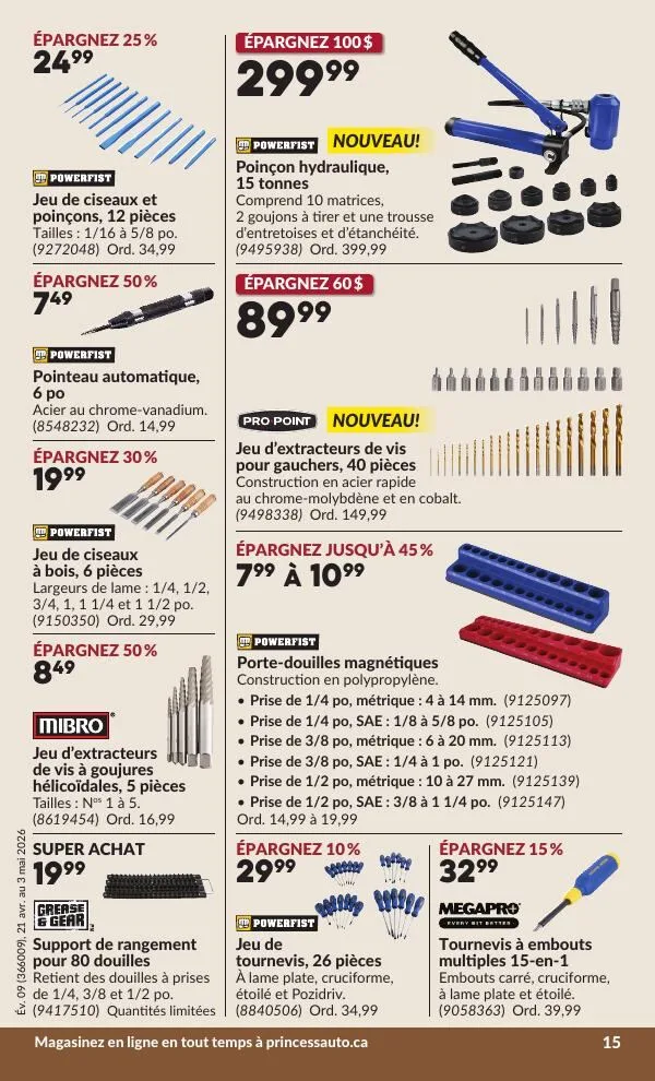 Page 20 de la Circulaire Princess Auto du 21 avril au 3 mai 2026
