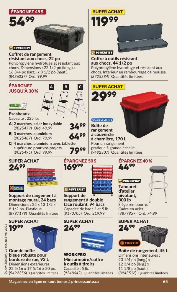 Page 70 de la Circulaire Princess Auto du 21 avril au 3 mai 2026