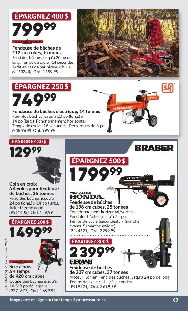 Page 74 de la Circulaire Princess Auto du 21 avril au 3 mai 2026