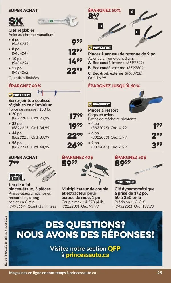 Page 26 de la Circulaire Princess Auto du 28 juillet au 9 août 2026