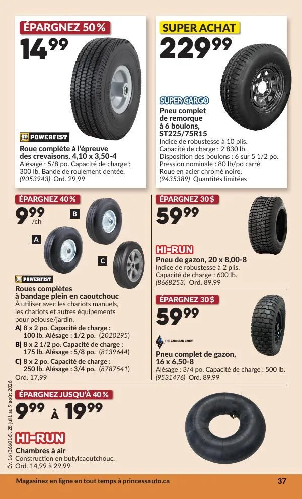 Page 38 de la Circulaire Princess Auto du 28 juillet au 9 août 2026