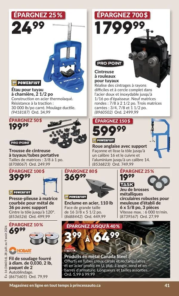 Page 42 de la Circulaire Princess Auto du 28 juillet au 9 août 2026