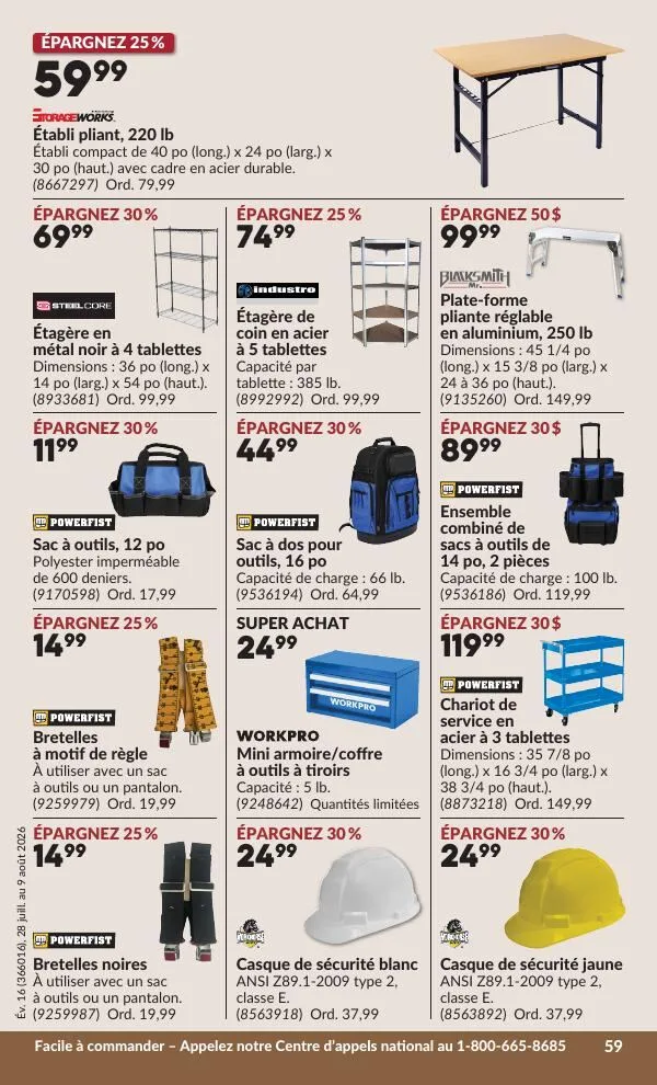Page 60 de la Circulaire Princess Auto du 28 juillet au 9 août 2026