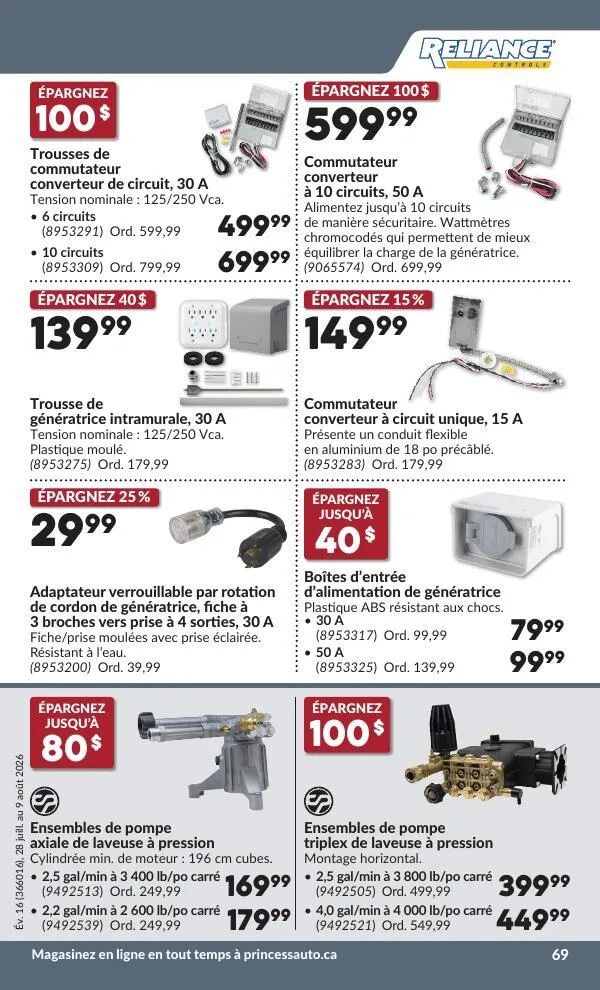 Page 70 de la Circulaire Princess Auto du 28 juillet au 9 août 2026