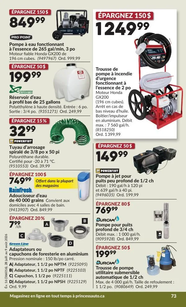 Page 74 de la Circulaire Princess Auto du 28 juillet au 9 août 2026