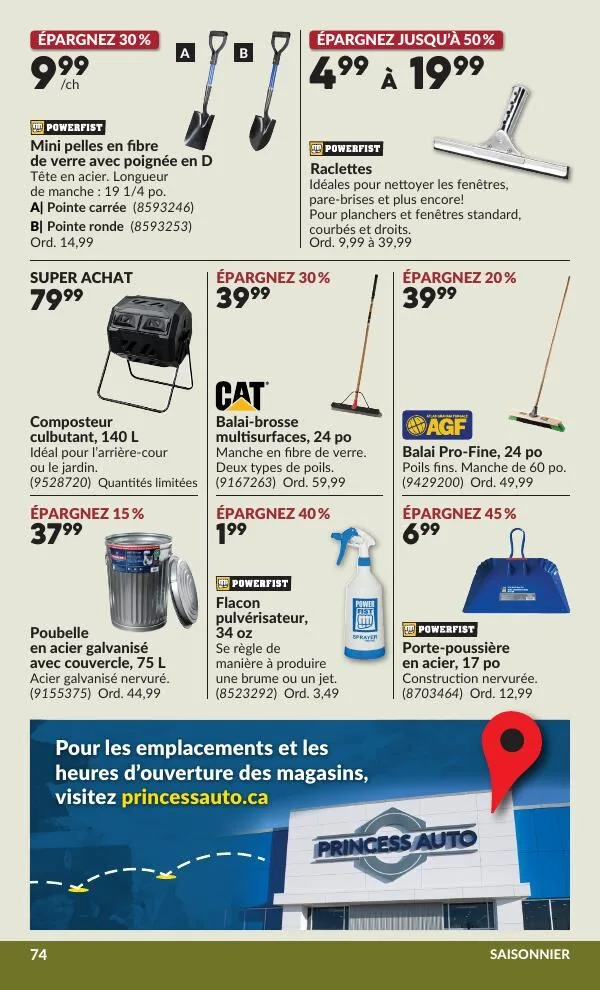 Page 75 de la Circulaire Princess Auto du 28 juillet au 9 août 2026