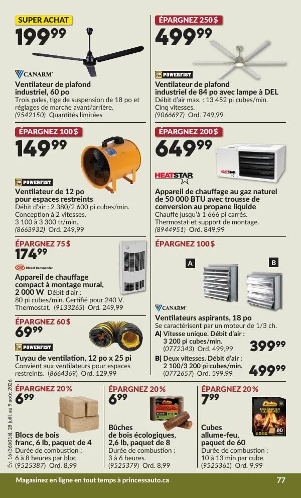 Page 78 de la Circulaire Princess Auto du 28 juillet au 9 août 2026