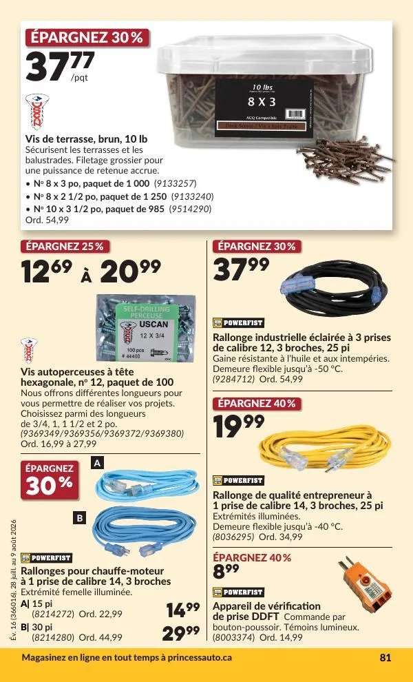 Page 82 de la Circulaire Princess Auto du 28 juillet au 9 août 2026