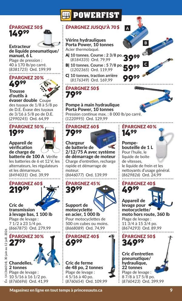 Page 14 de la Circulaire Princess Auto du 30 juin au 12 juillet 2026