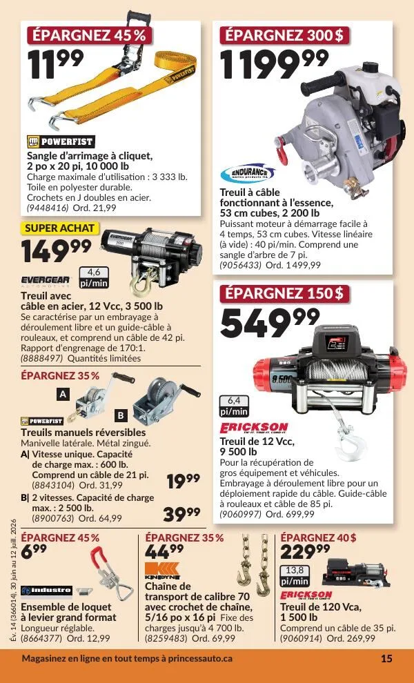 Page 20 de la Circulaire Princess Auto du 30 juin au 12 juillet 2026