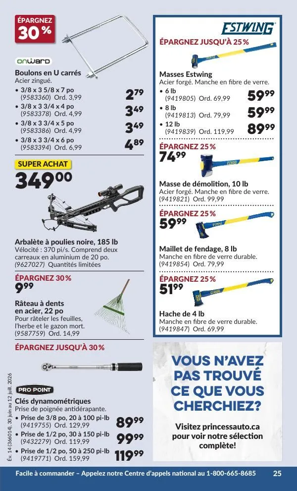 Page 30 de la Circulaire Princess Auto du 30 juin au 12 juillet 2026