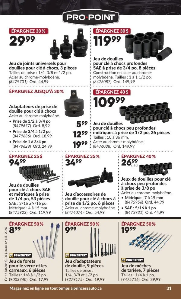 Page 36 de la Circulaire Princess Auto du 30 juin au 12 juillet 2026