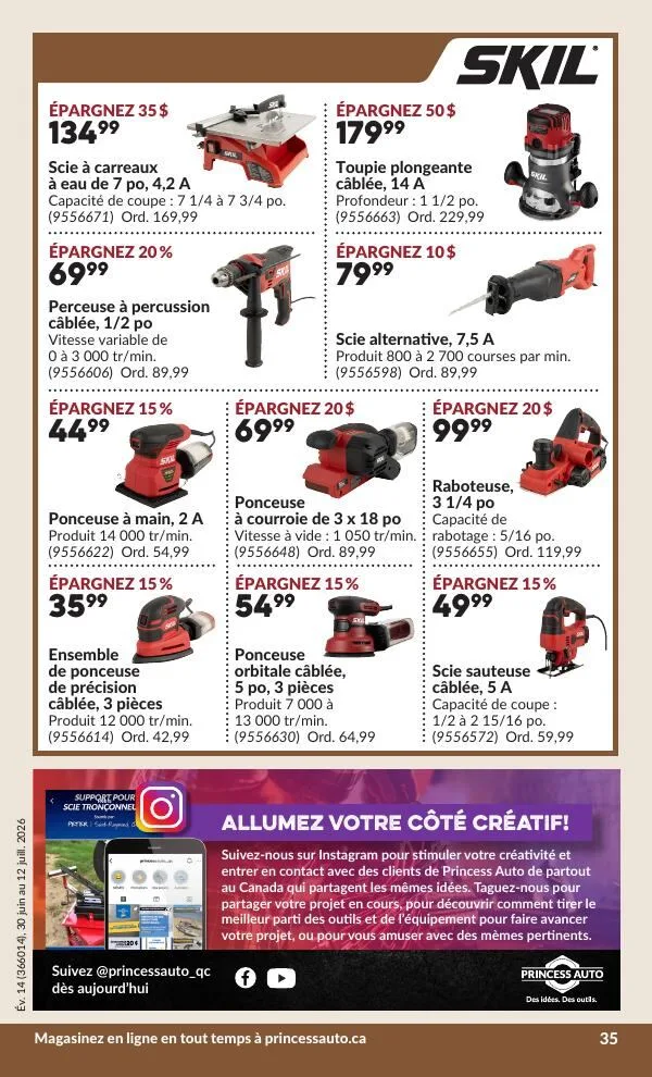 Page 40 de la Circulaire Princess Auto du 30 juin au 12 juillet 2026