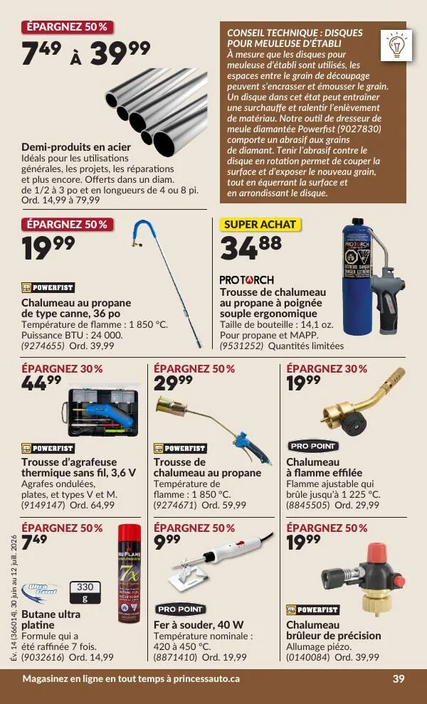 Page 44 de la Circulaire Princess Auto du 30 juin au 12 juillet 2026
