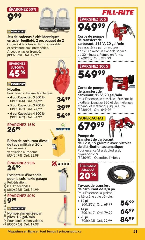 Page 56 de la Circulaire Princess Auto du 30 juin au 12 juillet 2026