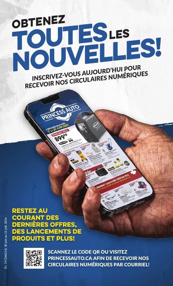 Page 62 de la Circulaire Princess Auto du 30 juin au 12 juillet 2026