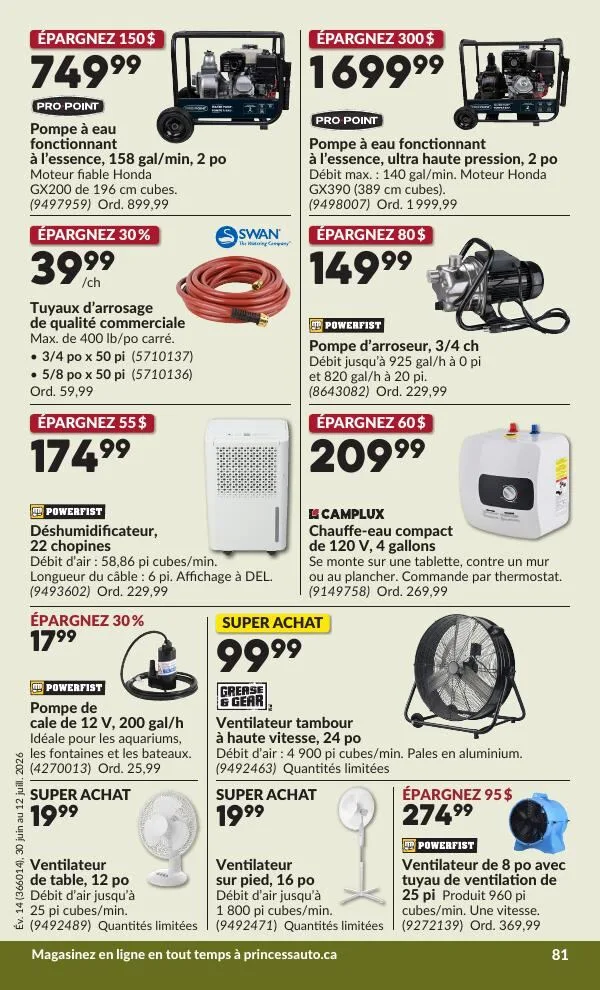 Page 86 de la Circulaire Princess Auto du 30 juin au 12 juillet 2026