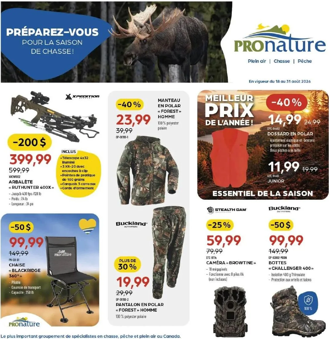 Page 1 de la Circulaire Pronature du 18 au 31 août 2026