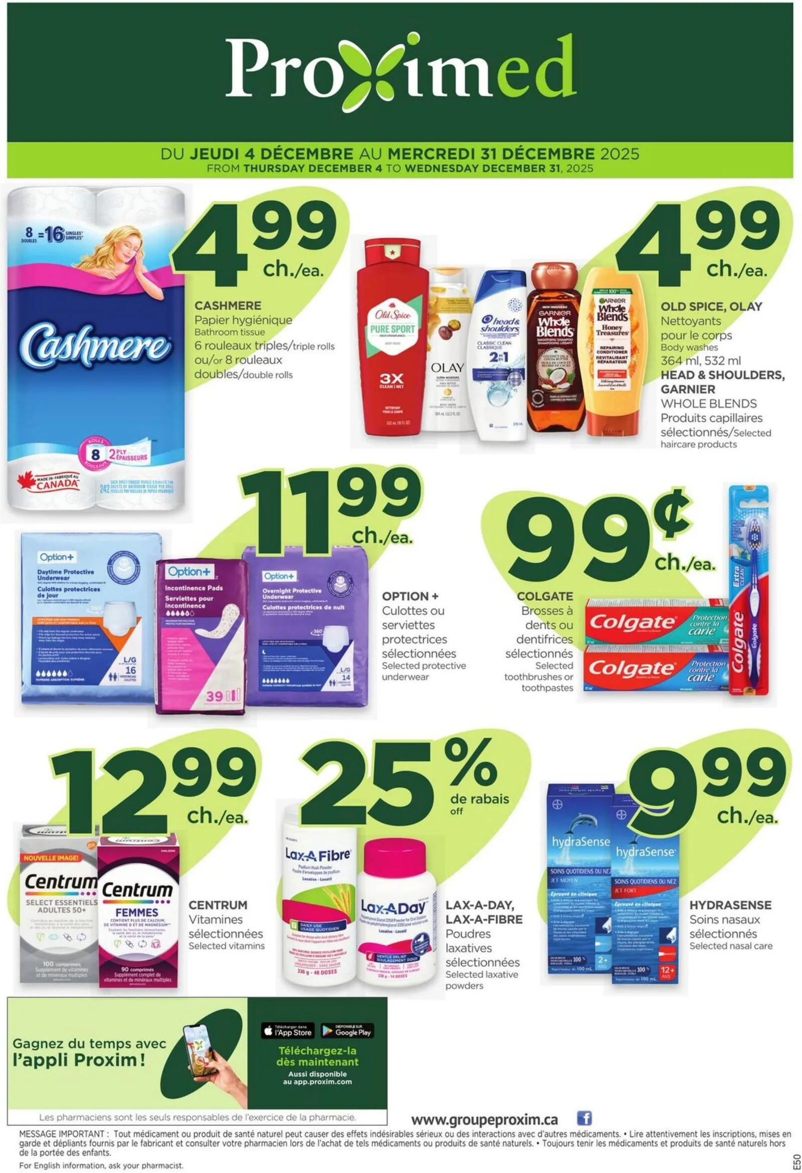 Page 1 de la Circulaire Proxim Proximed du 4 au 31 décembre 2025