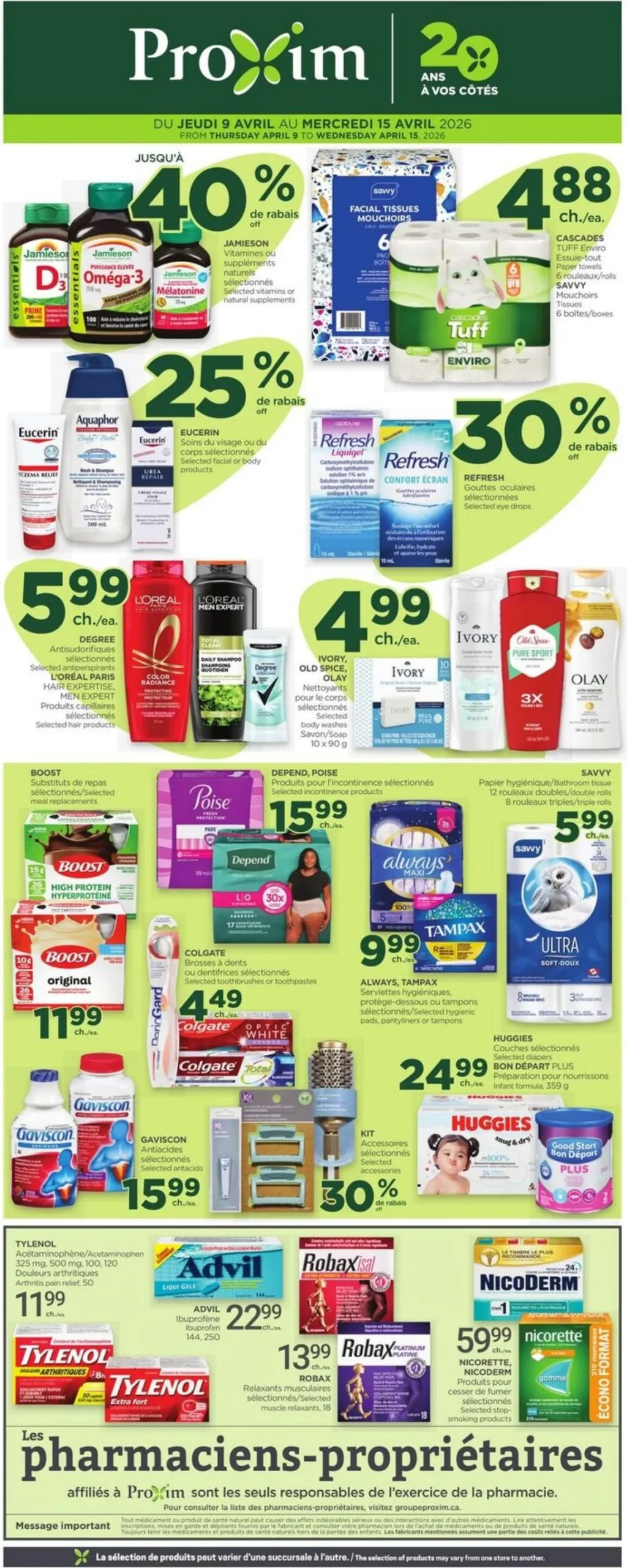 Page 1 de la Circulaire Proxim du 9 au 15 avril 2026