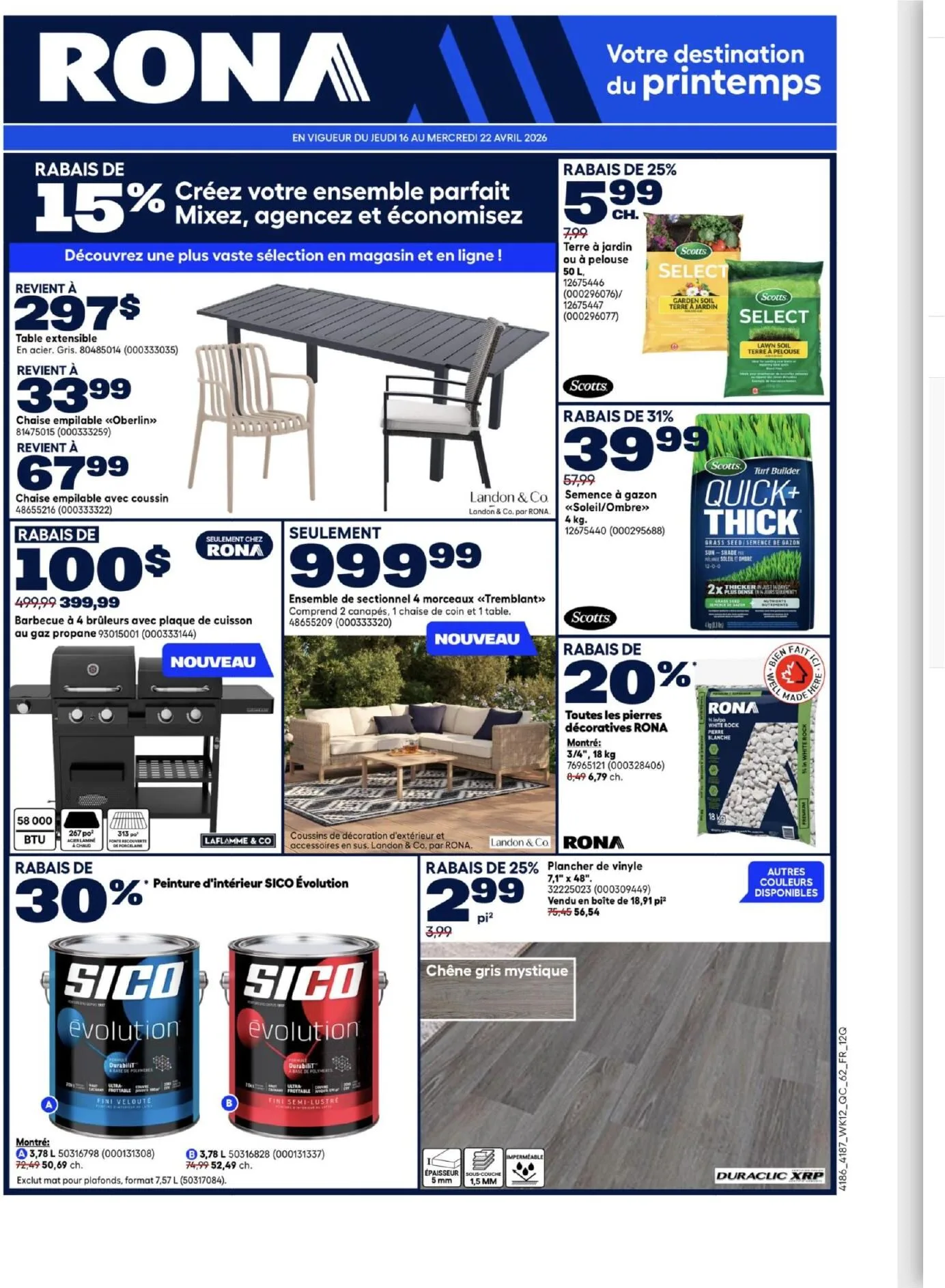 Page 1 de la Circulaire Rona du 16 au 22 avril 2026
