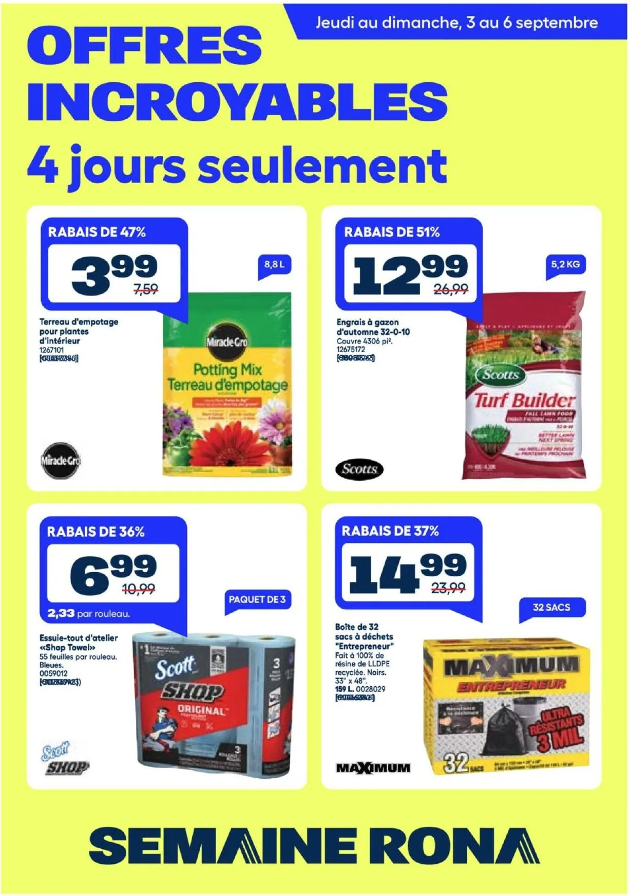 Page 1 de la Circulaire Rona du 3 au 9 septembre 2026