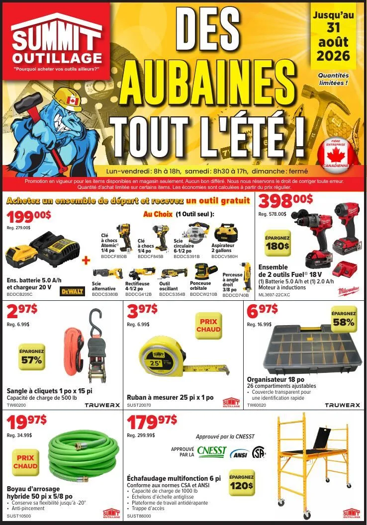 Page 1 de la Circulaire Summit Outillage du 1 au 31 août 2026