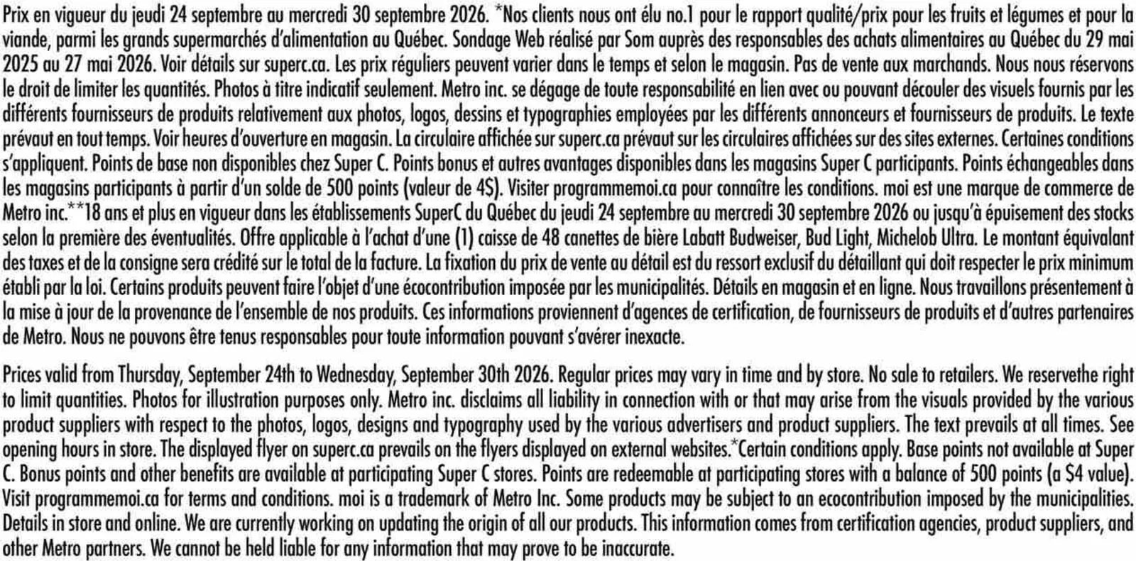 Page 18 de la Circulaire Super C du 24 au 30 septembre 2026
