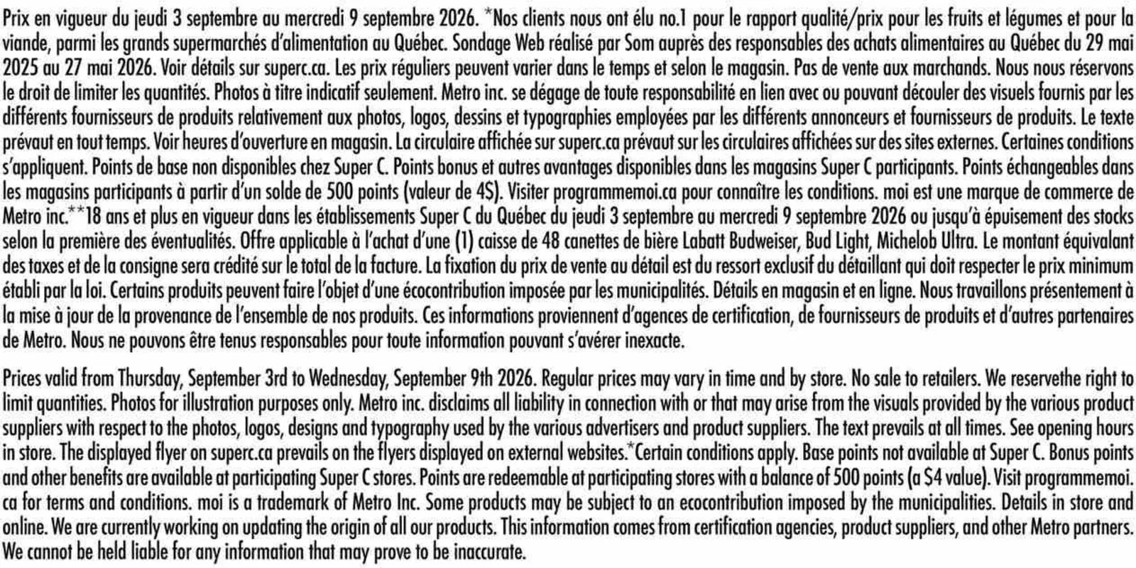 Page 26 de la Circulaire Super C du 3 au 9 septembre 2026